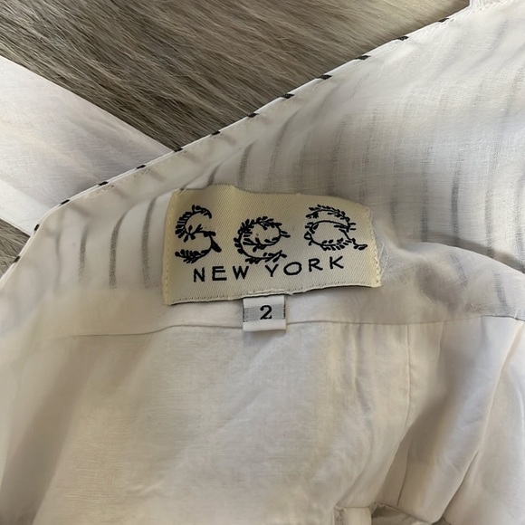 SEA NEW YORK White Gray Stripped 2 Dress Cotton Halter Bow Tie Collar Backless - Picture 16 of 17